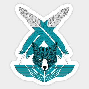 Wolf and feather artwork Sticker